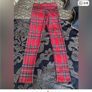 Plaid Red leggings NWOT